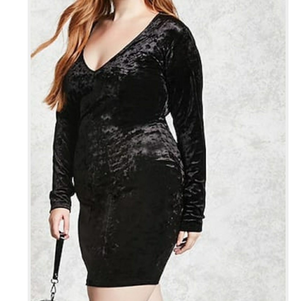 Forever 21 Crushed Black Velvet Dress